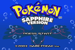 Pokemon Sapphire title screen for GameBoy Advance